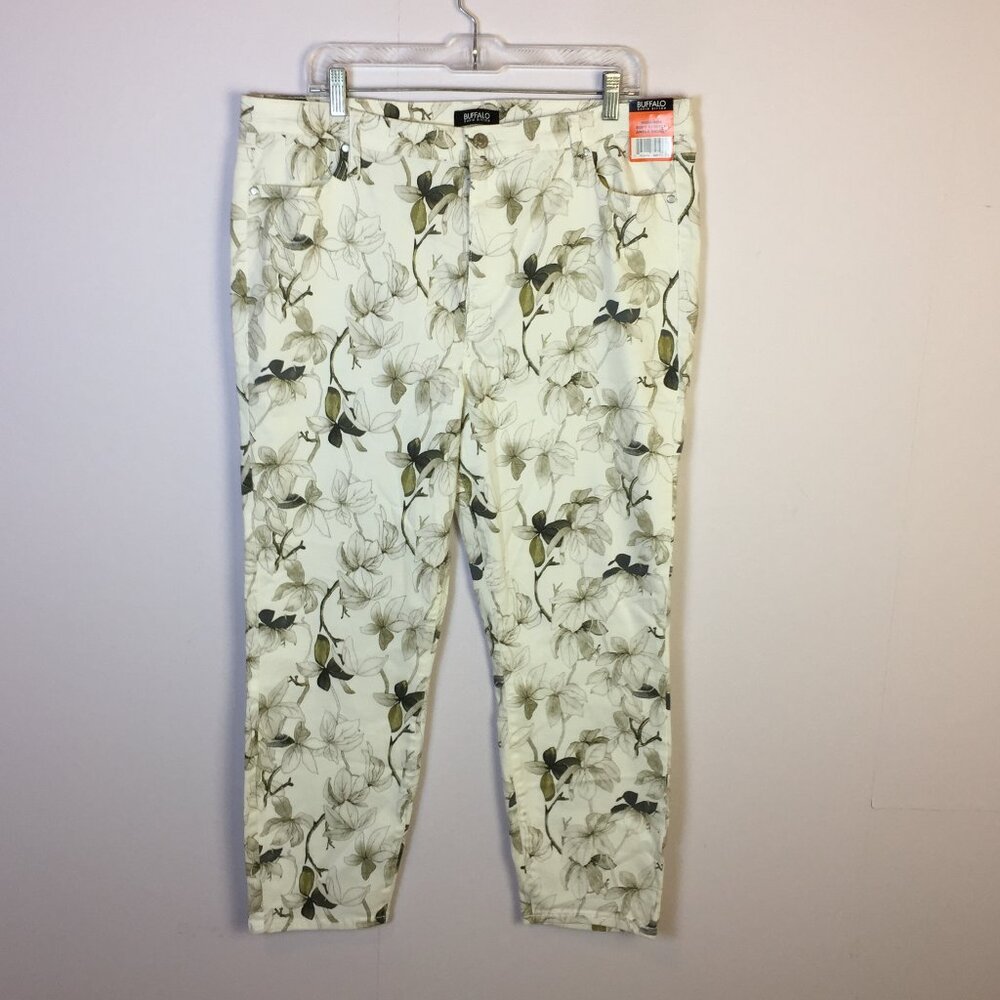 New! Buffalo David Bitton Ankle Skinny Jeans 16/36 Ivory Floral High Rise